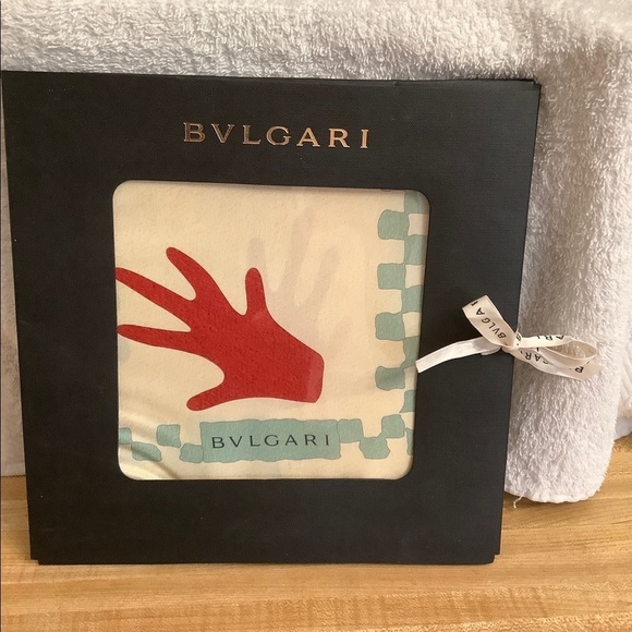 BVLGARI Accessories - BVLGARI Silk Scarf Mani Al Vento Hand Print “34 X 34”​​​​
